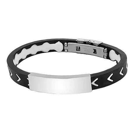 Ανδρικό βραχιόλι με καουτσούκ από ανοξείδωτο ατσάλι, εσωτ.διάμετρος 7 εκατοστά, TRIBUTE, 0230270605